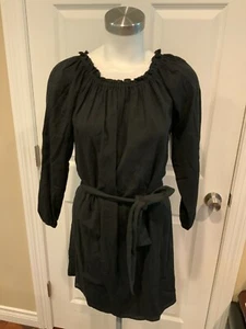 Michael Kors schwarzes Langarm Etuikleid mit Rüschenausschnitt & Gürtel, Größe XS - Bild 1 von 6