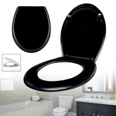 Toilettensitz WC Sitz Absenkautomatik Toilettendeckel Schwarz Toilette Duroplast - Bild 1 von 4