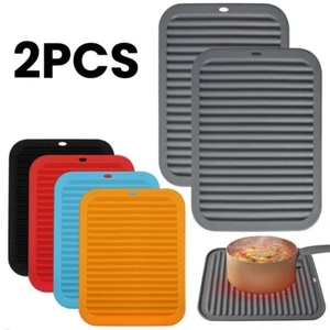 2pcs Heat Resistant Silicone Pad Mat Pan Hot Pot Holder Non-slip Kitchen Trivet - Picture 1 of 26