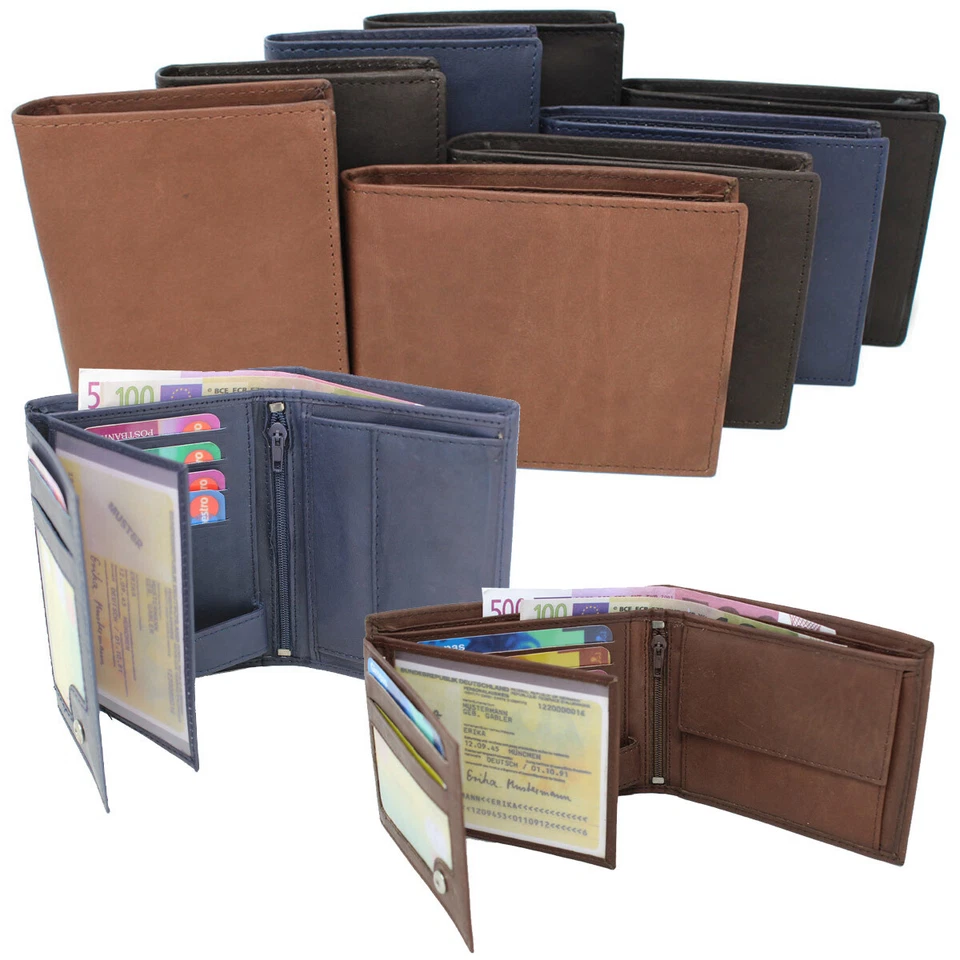 Echt Leder Geldbörse Portemonnaie Geldbeutel Portmonee Hochformat Querformat Neu - Bild 1 von 1