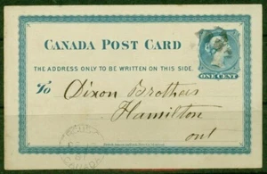 CANADA -1881 - POSCARD FROM FERGUS TO HAMILTON – VF° - Bild 1 von 2