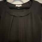 August Silk Blouse Womens Black, Crepe Overlay Sleeve Flowy Top Size M, New