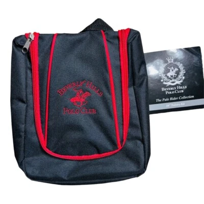 beverly hills polo club the pale rider toiletry bag 10” Black Red - Image 1 of 4