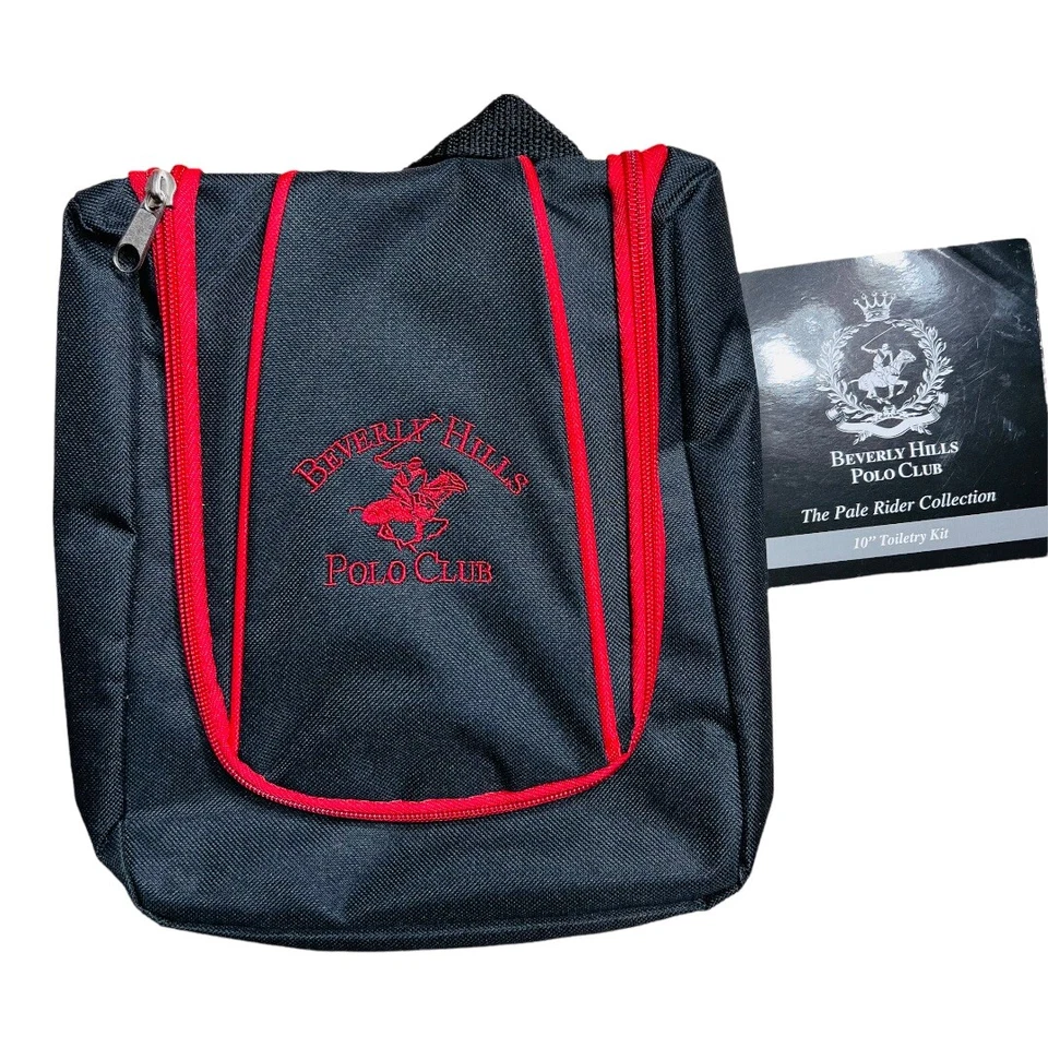 beverly hills polo club the pale rider toiletry bag 10” Black Red - Image 1 of 4