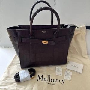Mulberry Small Zipped Bayswater Bordeaux Bag Leather Tote Handbag Crossbody - Picture 1 of 14