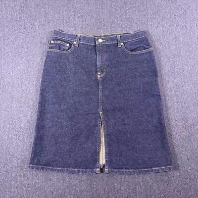 Polo Ralph Lauren Mujer Azul Abertura Frontal Jean Denim Falda Baja Rider Talla 10 Foto 1 de 4