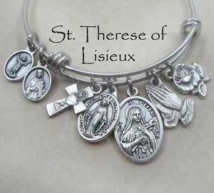 St. Therese of Lisieux Bangle-Patron Saint of HIV/AIDS-Loss of Parents-Florists - Picture 1 of 5