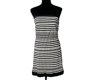 Vestido Casa Blanca Mercado Negro MED Negro Rayas Sin Tirantes Elastizado Cambio Forrado Foto 1 de 4