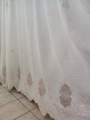 Tende a metraggio arredamento soggiorno ricamate misto lino interno classiche - Immagine 1 di 4