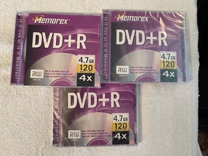 Memorex DVD+R 4.7 GB 120 Min 4x. 3 Pack - New - - Bild 1 von 3