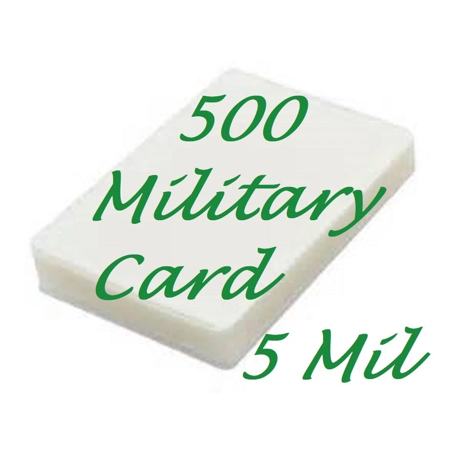 LAMINATING 4 LESS 500 Military Card 5 Mil Laminating Pouches Laminator 2-5/8 x 3-7/8 X-Clear