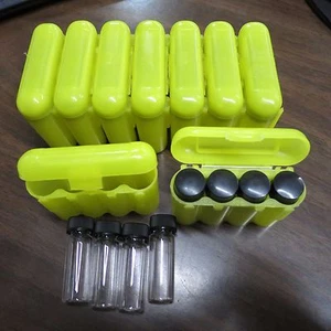 4 viales de oro de vidrio de 1 oz y estuche de transporte para almacenamiento panorámico dragado de prospección minera - Imagen 1 de 3