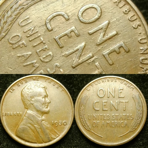 1930-P XF Lamination Errors Everywhere! Lincoln Cent Wheat Penny Cover