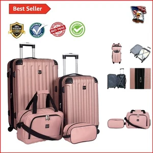 Rose Gold Expandable 4-Piece Luggage Set: Stylish and Functional Travel Gear - Picture 1 of 12
