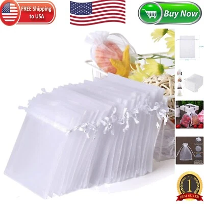 "100 PIEZAS Bolsas de Organza Blancas 4x6"" con Cordón - Perfectas para Bodas" Foto 1 de 4