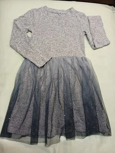 Cat & Jack Grey & Black Tule Dress Silver Sparkle Size 4-5 - Picture 1 of 6