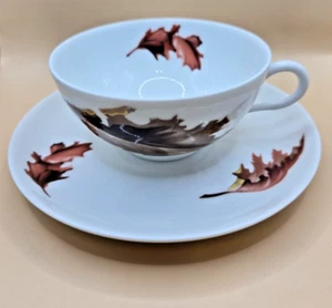 Tazza da tè e piattino vintage Porcelaine De Paris Limoges Francia autunno foglia EXC - Foto 1 di 6