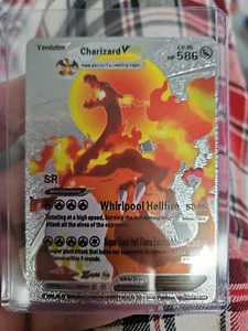 Charizard Vmax Lámina de Plata Fan Art Pokemon HP586 Whirlpool Hellfire LV95 - Imagen 1 de 4