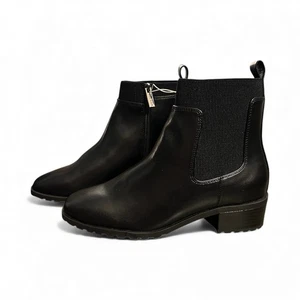 NEU! Anne Klein Carter Stiefeletten Absatz Winter Leder Stiefel schwarz Größe 8 M - Bild 1 von 10