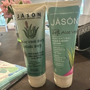 Vintage Jason Soothing 84% Aloe Vera Hand & Body Lotion 8 oz Lotion Lot Of 2 - Picture 1 of 4
