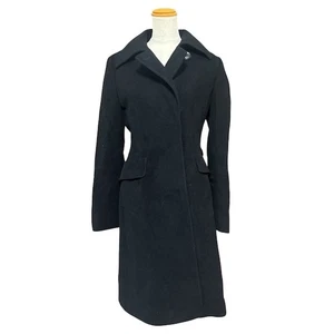 23 wards ONWARD KASHIYAMA Belted Coat Long Sleeve Long Angora Blend Wool Black - Picture 1 of 6