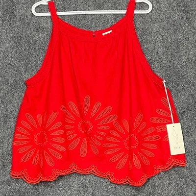 Joie красный льняной смеси отверстие Майка без рукавов блузка женщин XL цветочный новый с Ярлыками - Изображение 1 из 4