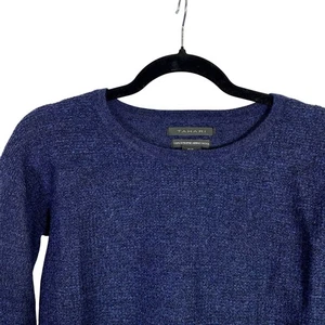 Tahari Sweater Womens XS  100% Extra Fine Merino Wool Crewneck Classic Navy Blue - Picture 1 of 4