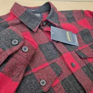 NWT Pendleton Buffalo Check Scout Shirt Men's Medium Virgin Wool Red Black - Picture 1 of 10