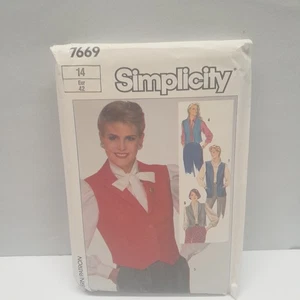 Patrón de costura vintage Simplicity 7669 talla 14 o 42 euros faltas. Chaleco sin cortar - Imagen 1 de 2