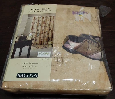 Cortina de ducha Bacova 100 % poliéster 70 pulgadas x 72 pulgadas agujero 19 Foto 1 de 2