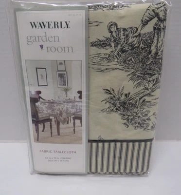 Mantel de tela Waverly Wellington negro para baño habitación de jardín 52 x 70 oblongo Foto 1 de 4