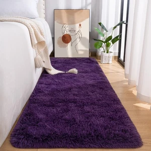 Przemy Flauschiger Läufer Teppich für Schlafzimmer Wohnzimmer, 2x6 Fuß Dunkellila Shag A... - Bild 1 von 6