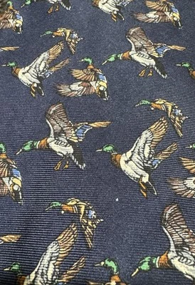 Ducks Unlimited men’s silk tie navy with flying ducks - Image 1 of 4
