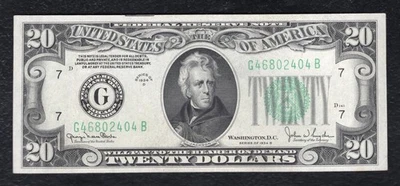 FR. 2058-G 1934-D $20 FRN FEDERAL RESERVE NOTE CHICAGO, IL GEM UNCIRCULATED (C) - Image 1 of 2