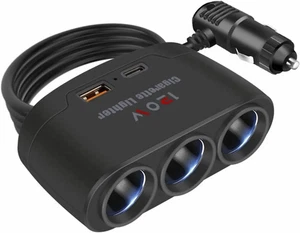 5 in1 Car Cigarette Lighter Splitter Adapter Car Charger 23.6In Cable 24V/ 12V - Picture 1 of 8