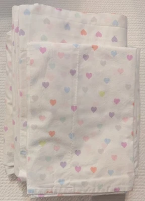 Juego de sábanas dobles Pottery Barn Kids corazones pastel ajustadas/planas/1 funda de almohada de 1 hora Foto 1 de 4