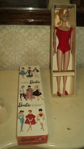 VINTAGE BARBIE 1964 SWIRL PONYTAIL LEMON BLONDE #850 SWIMSUIT/MULES/STAND/BOX - Picture 1 of 5