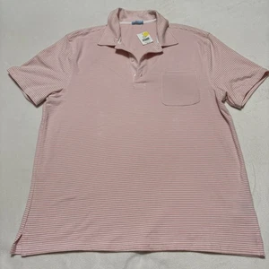Polo uomo J McLaughlin rosa a righe Fairhope morbido cotone spandex nuova con etichette - Foto 1 di 13