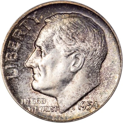 1954 Roosevelt Dime - Rainbow Toned Mint Set GEM! - Image 1 of 4