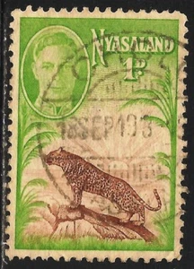 Nyasaland Protectorate #84 (A15) VF USED 1947 1p Leopard and King George VI - Picture 1 of 1