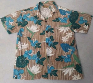 Boys Winnie Fashion Hawaiian short sleeve shirt S rayon floral brown - Picture 1 of 8