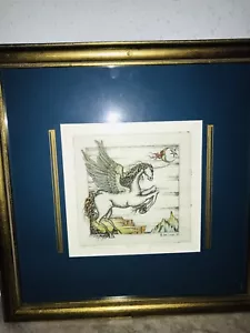 Stampa artistica vintage FANTASTICA DAN MITRA L'UNICORNO LE 34/250 firmata numerata - Foto 1 di 7