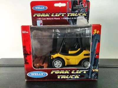 Welly Die cast 99797CW 3 inch Yellow Fork Lift Truck Construction Vehicle NEW - Image 1 of 4