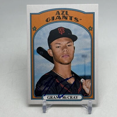 2021 TOPPS HERITAGE MINORS GRANT MCCRAY #100 SIGNED CARD SAN Francisco GIANTS - Image 1 of 3