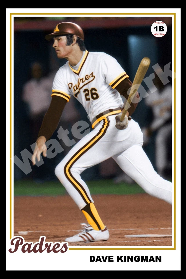 Póster estilo 1978 Dave Kingman de los Padres de San Diego MLB foto de acción deportiva 16x24 pulgadas Foto 1 de 1