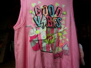 WONDER NATION GIRLS GOOD VIBES OMG TANK TOP T SHIRT SIZE SMALL 6-6X PINK CASUAL - Picture 1 of 1