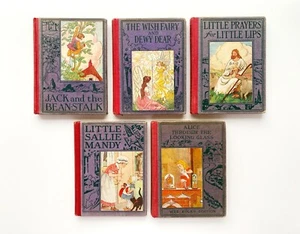 5 WEE BOOKS FOR WEE FOLKS (1920s) Alice, Wish Fairy, Bean Stalk, Prayers, Sallie - Picture 1 of 23