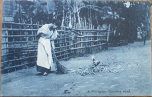 Philippine Island Country Road, Woman and Chicken 1910 Postcard Philippines - Picture 1 of 1
