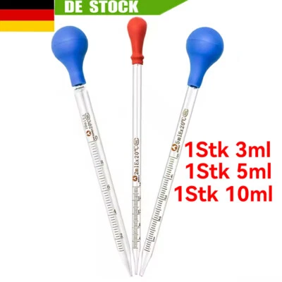 3x Glas Messpipette Gummikappe Labor Gummikopf Pipette Dispensing 3ml+ 5ml+10ml - Bild 1 von 4