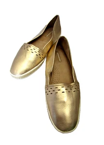 Aerosoles Metálicos Cuero Dorado COMODIDAD MOCASINES MULAS TOBOGANES DIVERTIDOS TIEMPOS 12M - Imagen 1 de 13